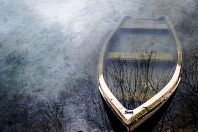 High angle view of boat in water