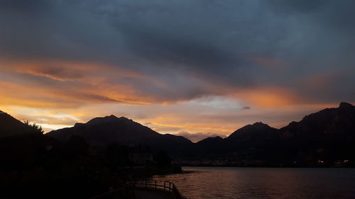 Silhouette of mountains at sunset