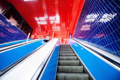 Low angle view of escalators at subway