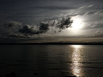 Scenic view of sea against sky at sunset