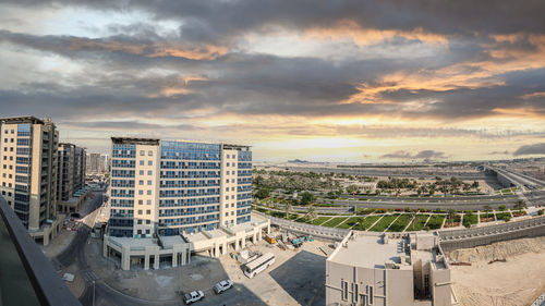 Gloomy skies from the balcony in abu dhabi apartments