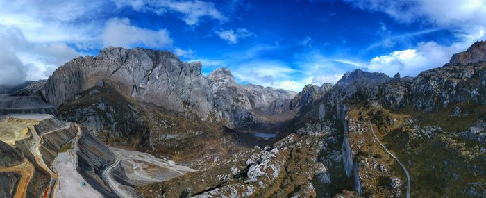 Panoramic view of mountains against sky