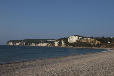 Scenic view of sea against clear sky