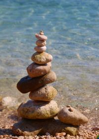 Stack of stones on beach