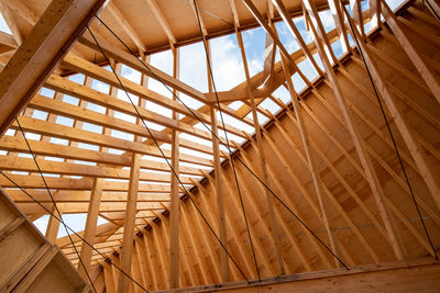 Low angle view of roof against ceiling