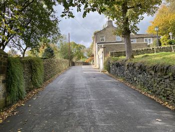 Climbing up, butterworth lane, on a cloudy autumn day in, sowerby bridge, yorkshire, uk