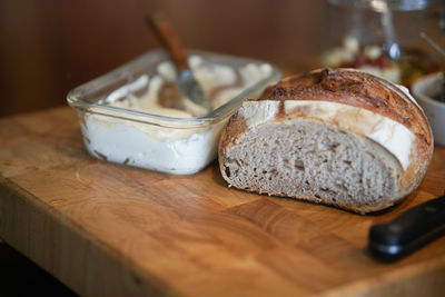 Close-up of breakfast on table