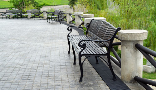 Empty bench in park