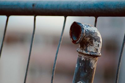 Close-up of rusty metal fence