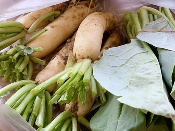 High angle view of vegetables in plate