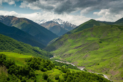 Scenic view of mountains against sky. beautiful gorge in the mountains