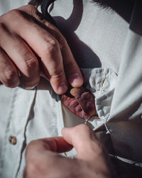 Midsection of man working