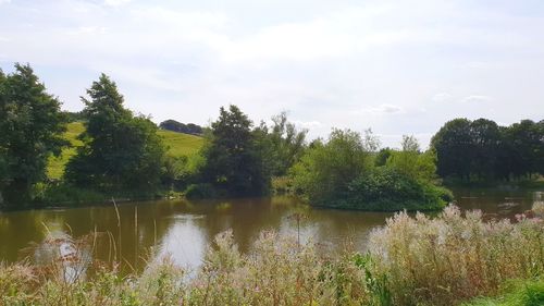 Scenic view of lake against sky