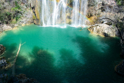 Scenic view of waterfall