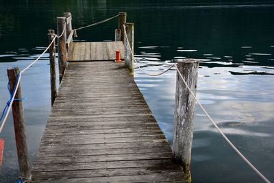 Wooden pier over lake