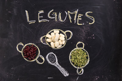 High angle view of legumes