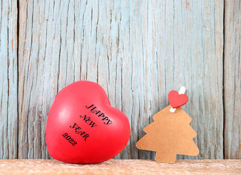 Close-up of christmas decorations on table