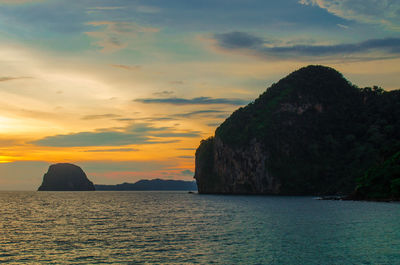 Scenic view of sea against sky during sunset