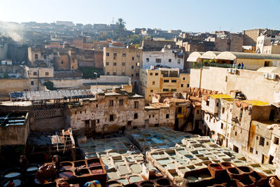 High angle view of townscape against sky