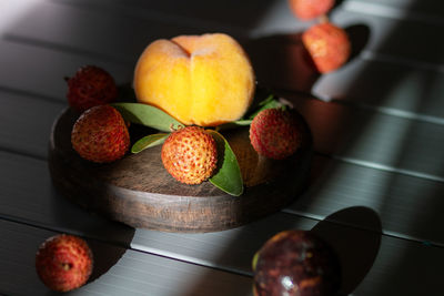 Close-up of fruits on table