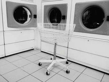 Laundry basket in laundromat