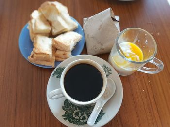 Close-up of breakfast on table