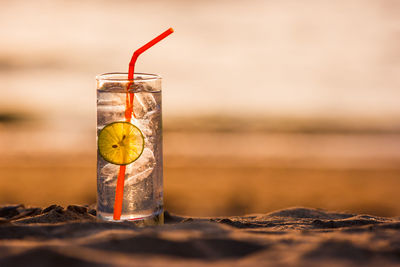 Close-up of drink in glass on table