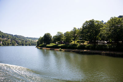 Scenic view of lake against clear sky