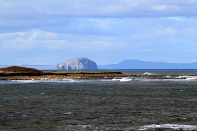 Scenic view of sea against cloudy sky