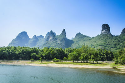 Scenic view of mountains against clear sky