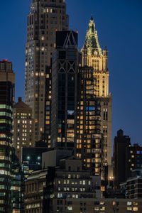 View of buildings at night