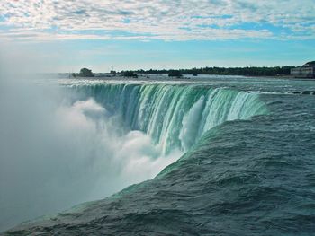 View of spraying waterfall