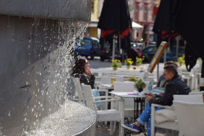 Reflection of woman in water