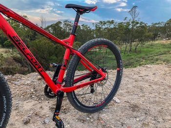 Bicycle parked on field