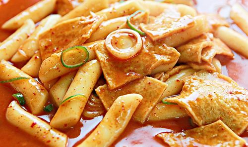 High angle view of pasta in plate