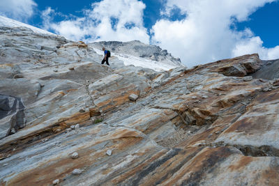 Low angle view of rock formations