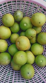 High angle view of fruits in basket