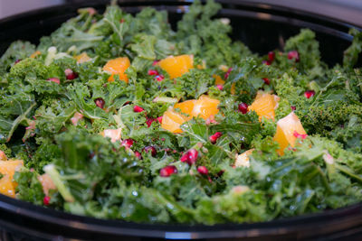 Close-up of chopped vegetables in container