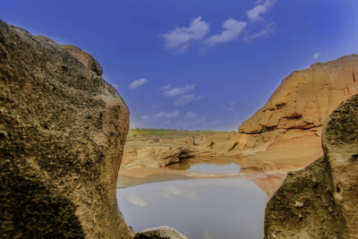 Scenic view of rock formations against sky