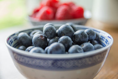 Close-up of fruits in bowl on table