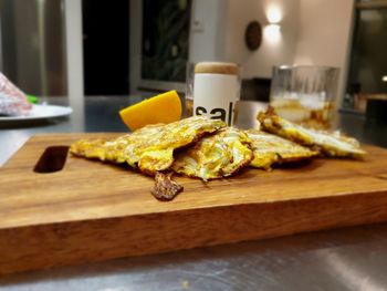Close-up of breakfast on table