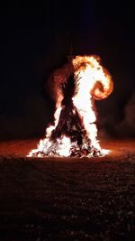 Close-up of bonfire at night