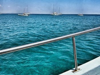 Boat sailing in sea