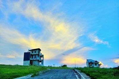 Built structures against sunset