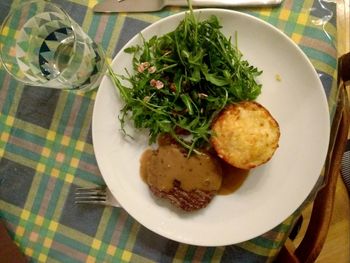 Close-up of food in plate on table