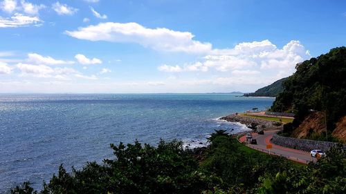 High angle view of sea against sky