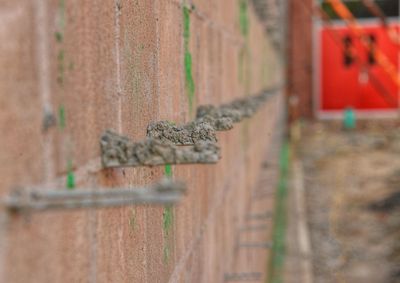 Close-up of wall at construction site 