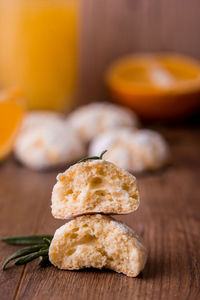 Close-up of cookies on table