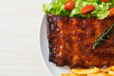 Close-up of food in plate on table