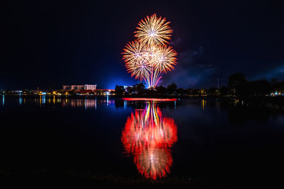 Firework display at night